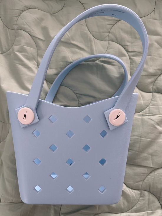 Crane Handbags - Pastel Blue Women's Tote with Diamond Cutout Detail